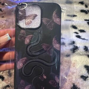 Black and Purple Snake and Butterfly Phone Case